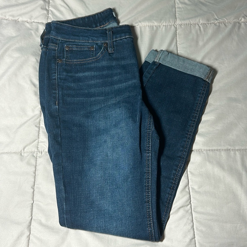 Dark Wash Cuffed Skinny Jeans